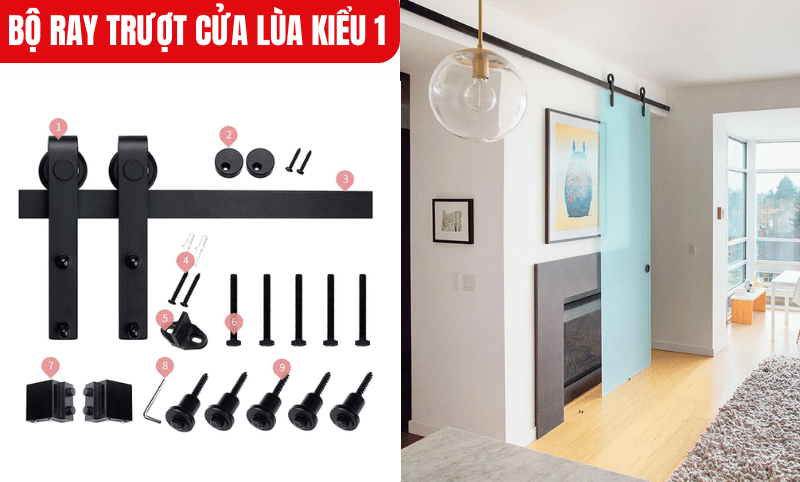 Bộ ray trượt cửa lùa kiểu 1 được chế tạo từ thép cacbon nhập khẩu chất lượng cao