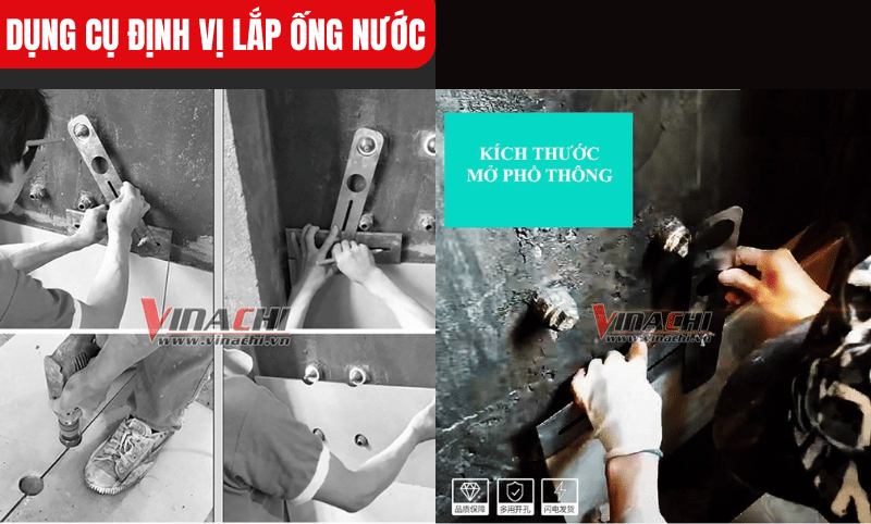 Dụng cụ định vị lắp ống nước  phù hợp với hầu hết các loại gạch men có bề mặt phẳng