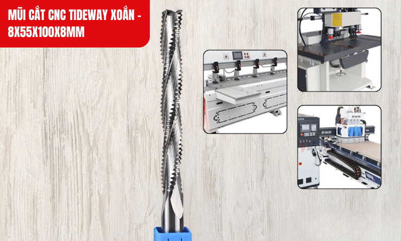 Mũi cắt CNC Tideway xoắn đáp ứng nhu cầu cắt gỗ chuyên nghiệp, đảm bảo hiệu suất và chất lượng