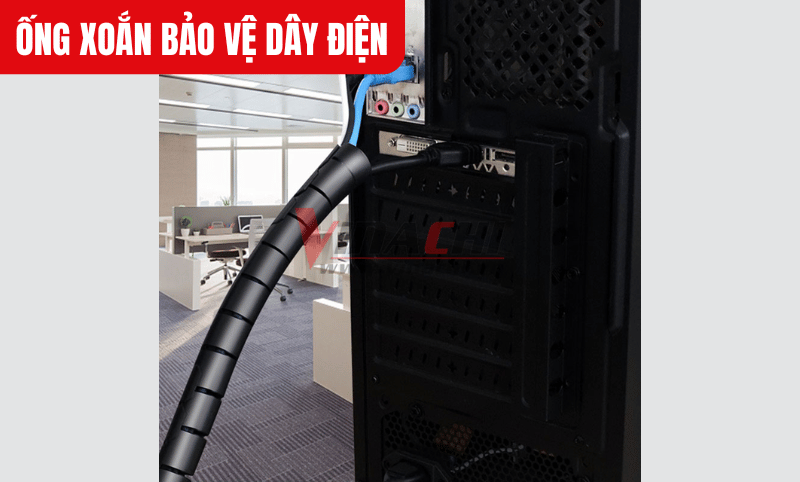 Thiết kế dạng xoắn với các khe hở cho phép người dùng dễ dàng quấn quanh dây điện nhanh chóng theo ý muốn