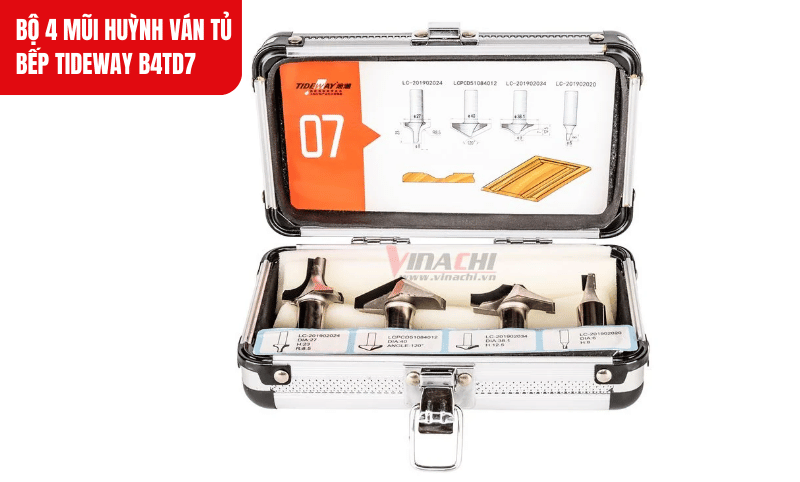 Bộ 4 mũi huỳnh ván giúp gia công chi tiết tủ bếp nhanh chóng, chính xác và đồng đều