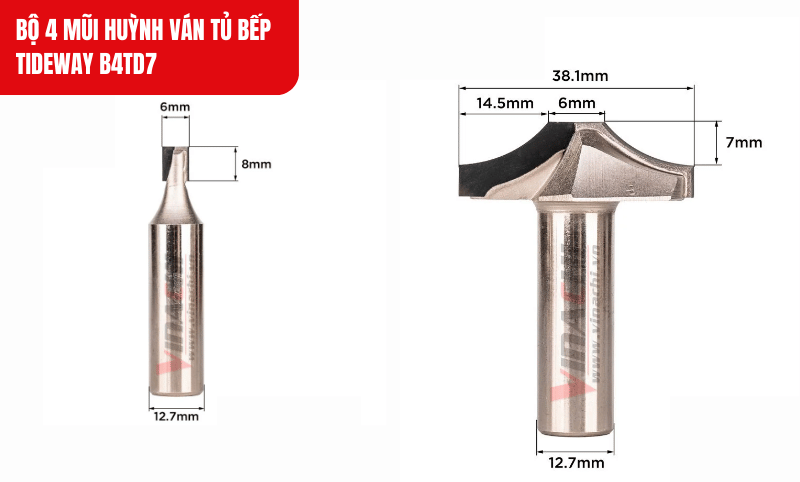 Thiết kế mũi phay chuẩn xác, cho đường cắt sắc nét, hạn chế tối đa tình trạng sứt mẻ gỗ