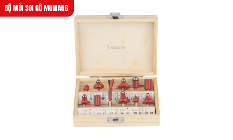 Bộ mũi soi gỗ Muwang với 12 chi tiết, phù hợp cho nhiều công việc chế tác gỗ từ cơ bản đến phức tạp