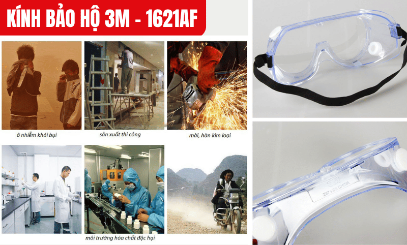 Kính 3M - 1621AF có dây đai có thể điều chỉnh để phù hợp với kích thước đầu của người sử dụng