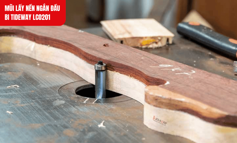 Mũi lấy nền ngắn đầu bi LC0201 có lưỡi hợp kim sắc bén, cho đường cắt gọn và mịn trên bề mặt gỗ
