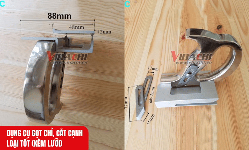 Kích thước chi tiết của sản phẩm Dụng cụ gọt chỉ, cắt cạnh loại tốt (kèm lưỡi)