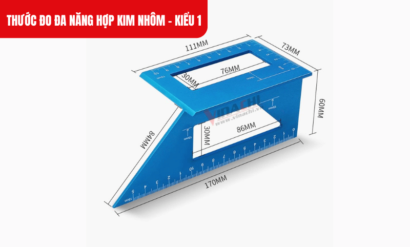Kích thước chi tiết của sản phẩm Thước đo đa năng hợp kim nhôm - kiểu 1