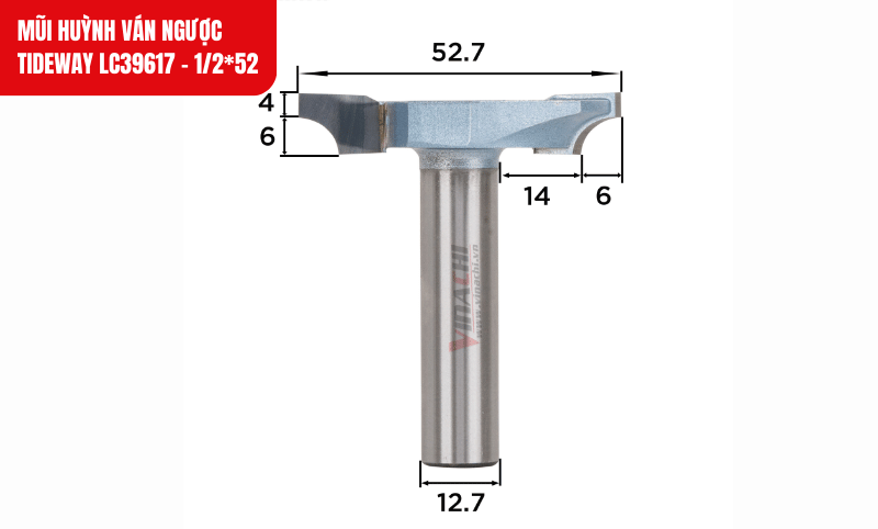 Kích thước chi tiết của mũi huỳnh ván ngược Tideway LC39617