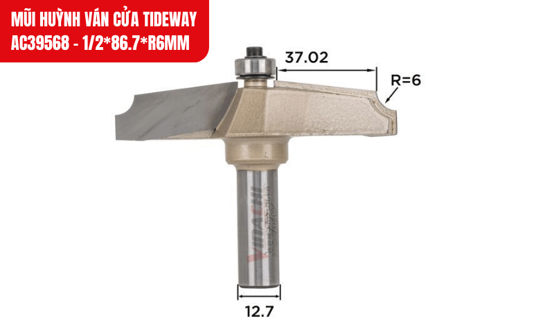 Kích thước chi tiết của mũi huỳnh ván cửa Tideway AC39568 - 1/2*86