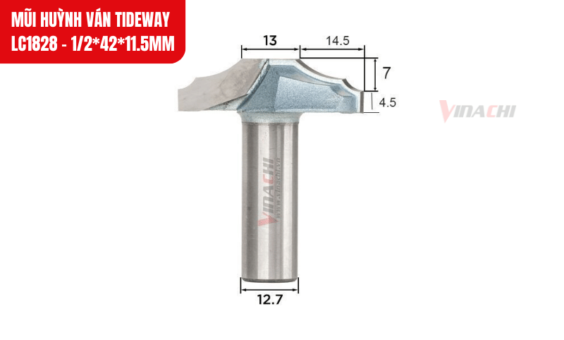 Kích thước chi tiết của mũi huỳnh ván Tideway LC1828 - 1/2*42*11