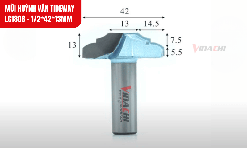 Kích thước mũi 42mm, tạo phào huỳnh đều đặn, thích hợp cho phôi từ 11 đến 14mm