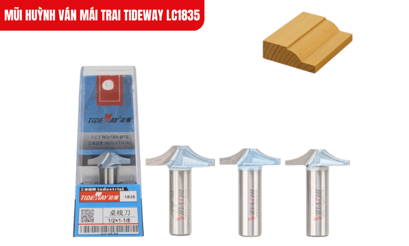 Mũi huỳnh ván mái trai Tideway LC1835 với lưỡi hợp kim Đức sắc bén, tạo đường cắt chuẩn xác cho các mối ghép hoàn hảo