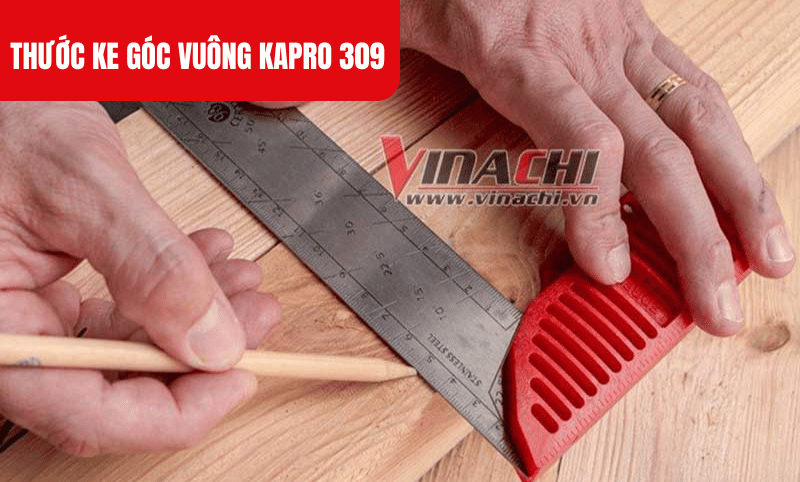 Thước ke góc vuông Kapro 309 tích hợp góc ke độ, hỗ trợ đo và đánh dấu các góc phức tạp