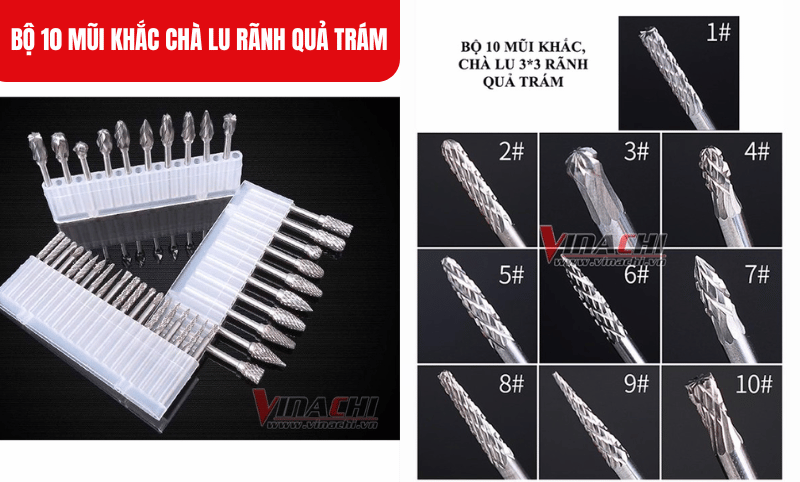 Mỗi mũi khắc mang lại khả năng cắt mài mạnh mẽ, tạo độ sắc bén cao và hạn chế bám phôi