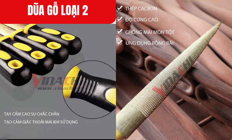 Lưỡi dũa được chế tạo từ thép cacbon đã qua xử lý nhiệt, chuôi cầm chắc chắn, chống trượt
