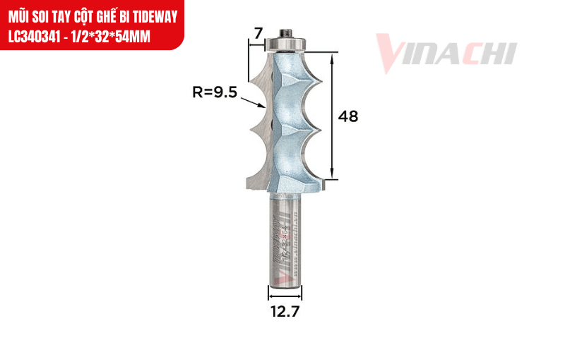 Kích thước chi tiết của mũi soi tay cột ghế bi Tideway LC340341
