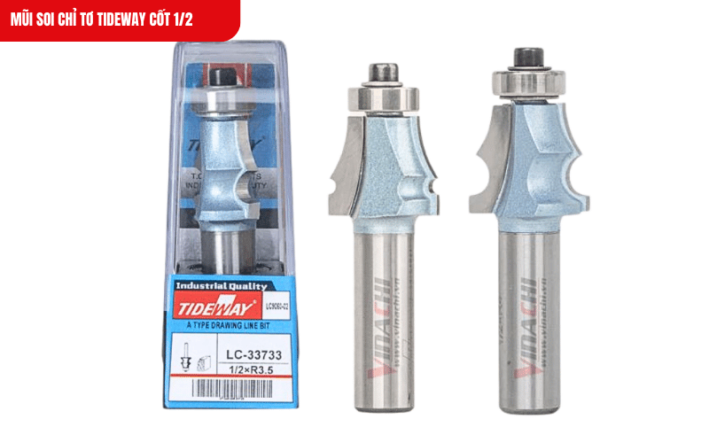 Mũi soi chỉ tơ Tideway cốt 1/2 với lưỡi hợp kim Đức, tạo đường chỉ mịn, sắc nét trên gỗ cứng