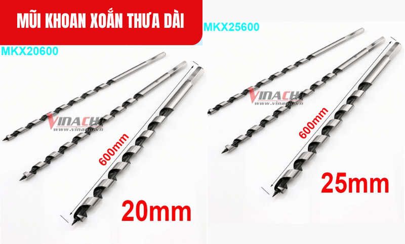 Mũi khoan xoắn thưa dài đường kính 20mm và 25mm