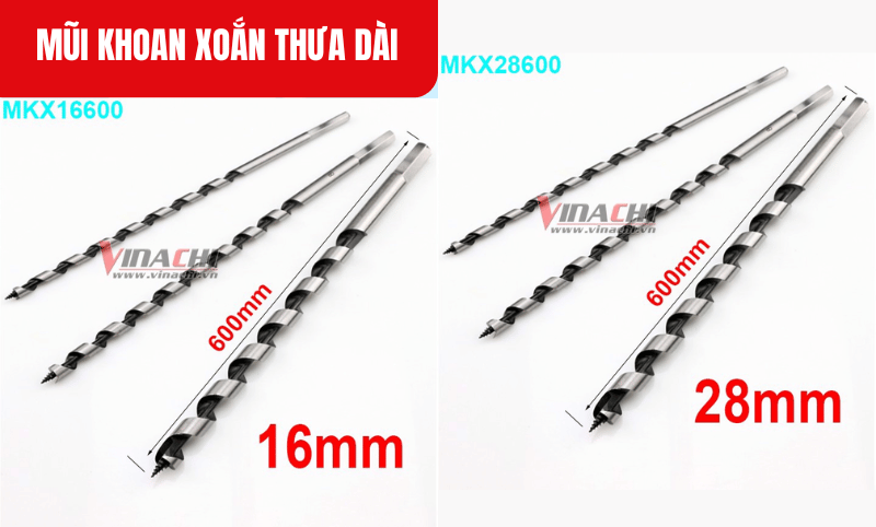 Mũi khoan xoắn thưa dài đường kính 16mm và 28mm