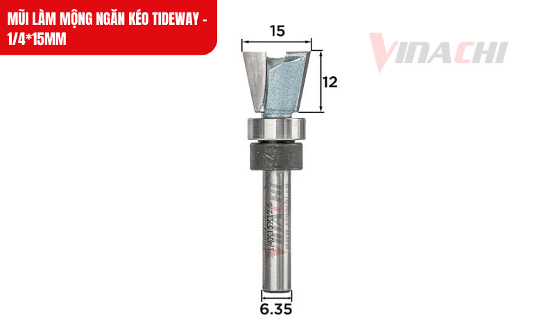 Thiết kế chuẩn xác 1/4*15mm, mũi tạo rãnh mộng cho ngăn kéo các loại tủ gỗ