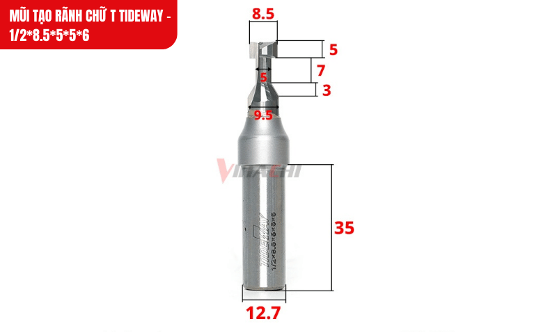 Mũi tạo rãnh chữ T với thiết kế chuyên biệt, cho đường rãnh sắc nét và chính xác