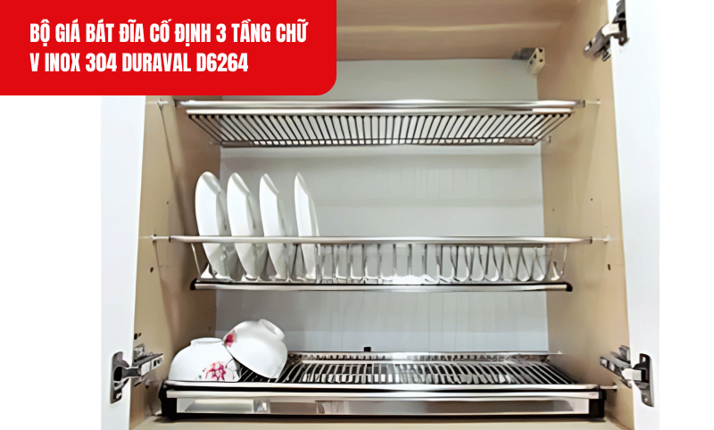 Bộ giá bát Duraval D6264 được lắp cố định chắc chắn vào tủ bếp