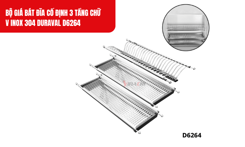 Thiết kế 3 tầng tiện dụng giúp sắp xếp bát đĩa, tô chén một cách khoa học và gọn gàng