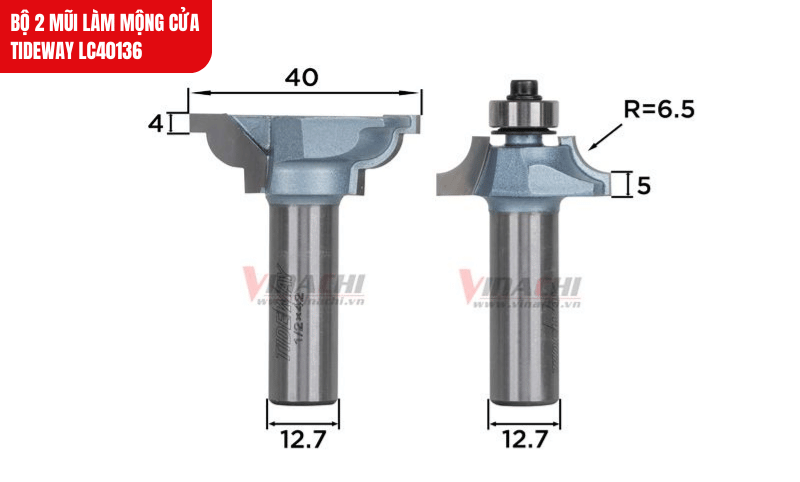 Bộ 2 mũi làm mộng cửa Tideway LC40136 tạo liên kết chắc chắn cho khung gỗ dày từ 35–40mm