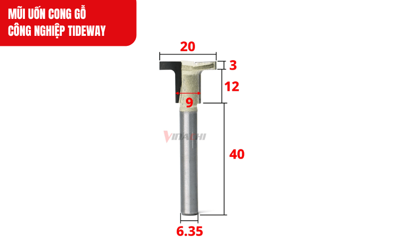 Kích thước chi tiết của sản phẩm Mũi uốn cong gỗ công nghiệp Tideway