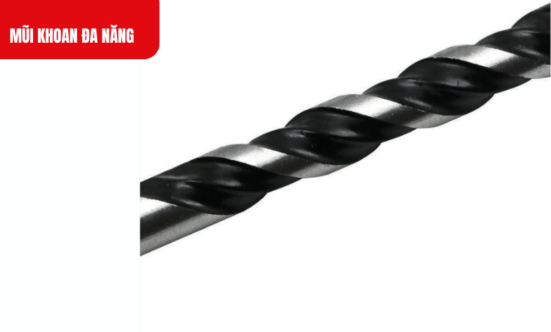 Cận cảnh thiết kế rãnh xoắn của sản phẩm Mũi khoan đa năng