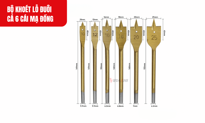 Xác định kích thước lỗ cần khoét 10mm, 12mm, 16mm, 18mm, 20mm hoặc 25mm và chọn mũi khoan tương ứng