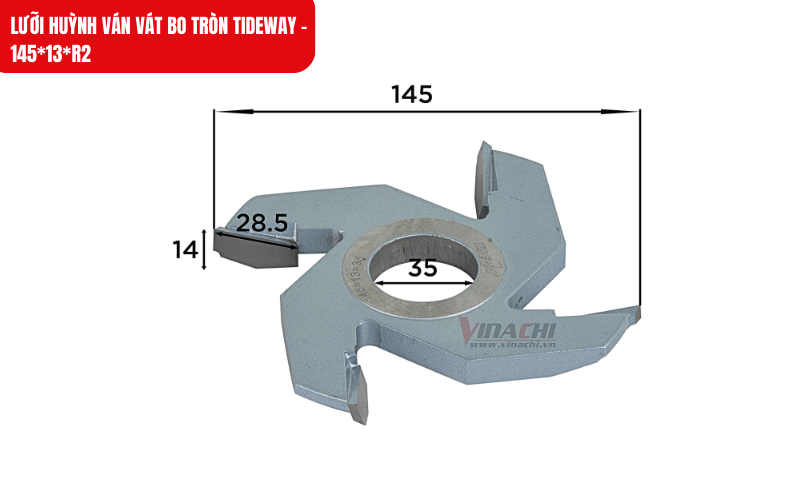 Lưỡi thiết kế với đường kính lớn, giúp tăng hiệu suất làm việc trên phôi gỗ rộng và dày