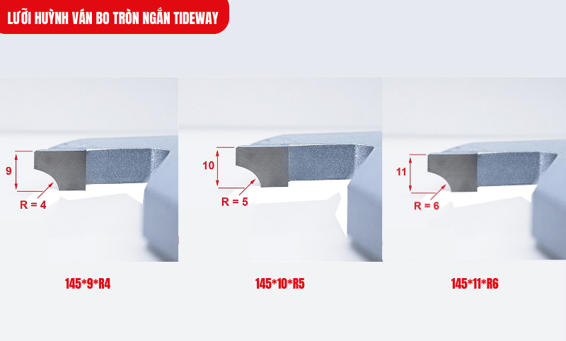 Lưỡi có 3 kích thước khác nhau, linh hoạt cho nhiều yêu cầu chế tác nội thất