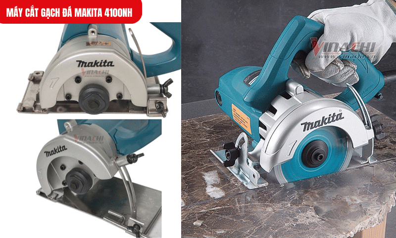 Máy cắt gạch đá Makita 4100NH được trang bị vỏ nhựa cao cấp chịu va đập, phù hợp môi trường xây dựng