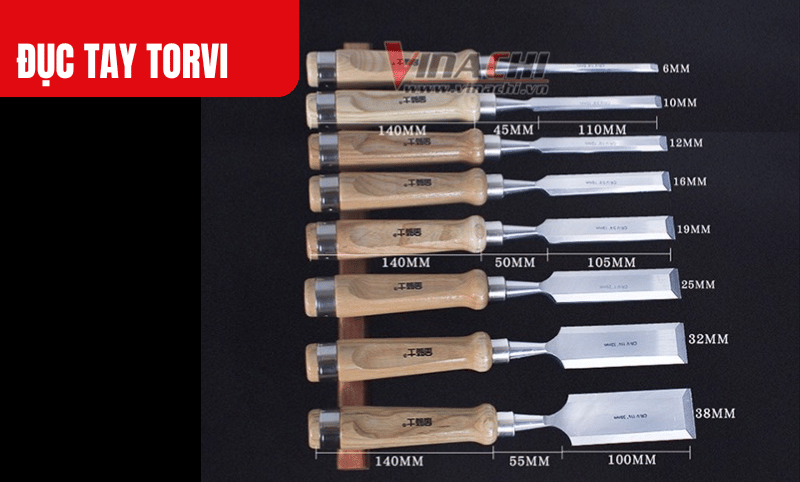 Kích thước chi tiết của sản phẩm Đục tay Torvi