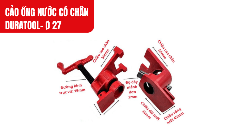 Cảo ống nước có chân Duratool - ø 27