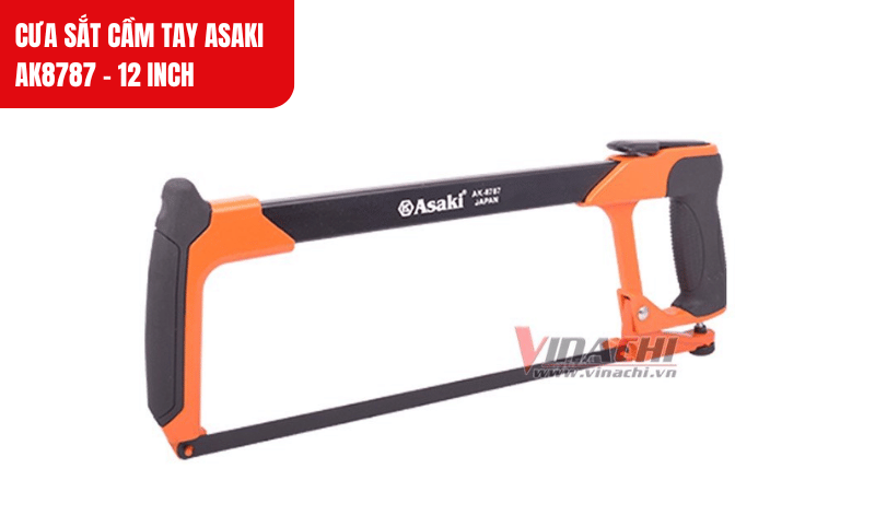Cưa sắt Asaki AK8787 khung chắc chắn làm từ thép hợp kim, lưỡi cưa sử dụng thép carbon 65Mn sắc bén