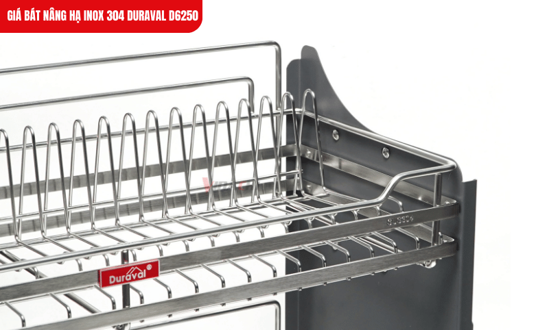 Nan giá làm từ inox 304 cao cấp, chống gỉ sét và chịu ẩm tốt trong môi trường bếp
