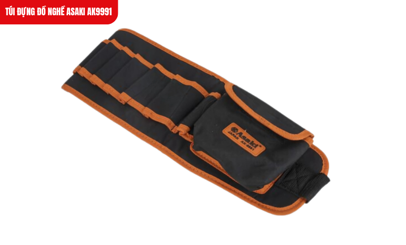 Túi đựng đồ nghề Asaki AK9991 15 ngăn, chất liệu sợi đặc biệt siêu bền, thiết kế đeo ngang hông tiện dụng khi di chuyển.