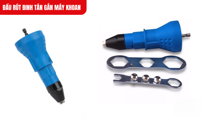 Đầu rút đinh tán gắn máy khoan biến máy khoan thành kìm rút đinh nhôm, đa cỡ, lắp nhanh, rút khỏe