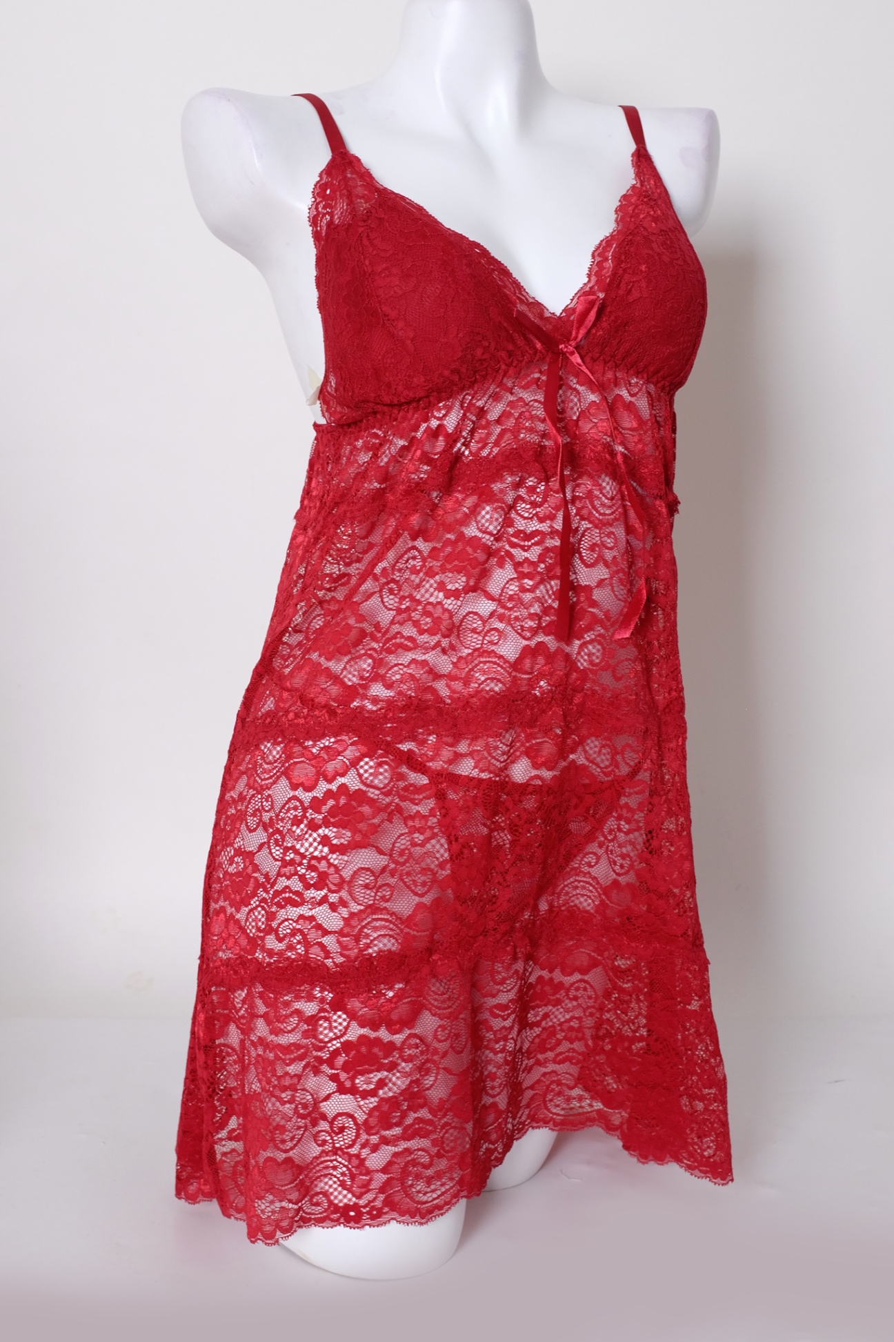 Váy ngủ lụa cao cấp ren 3D màu đỏ đô VS70 – Váy Ngủ Dreamy