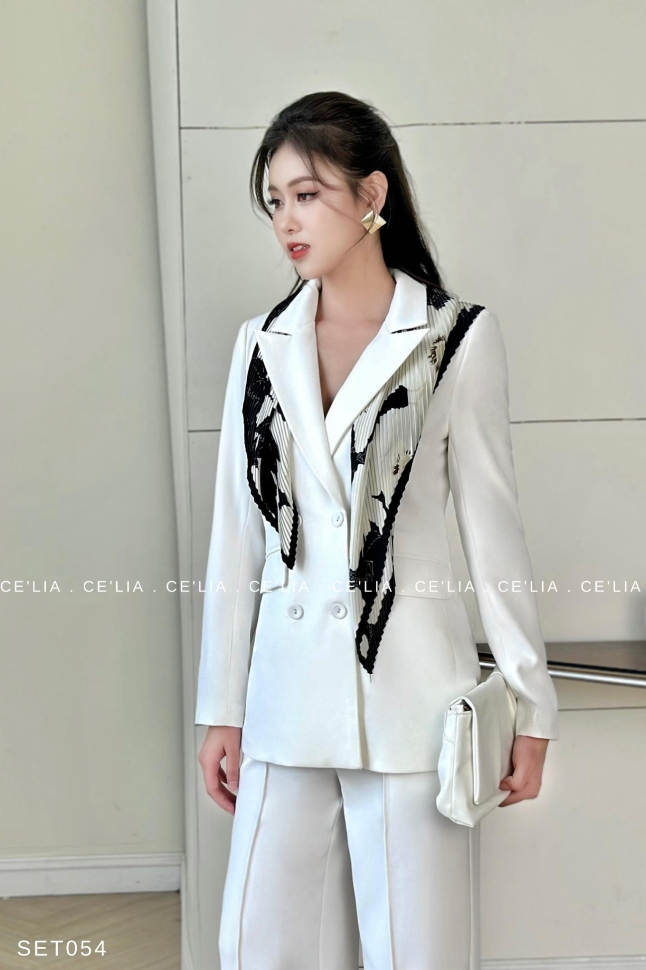 Set blazer 4 cúc bọc