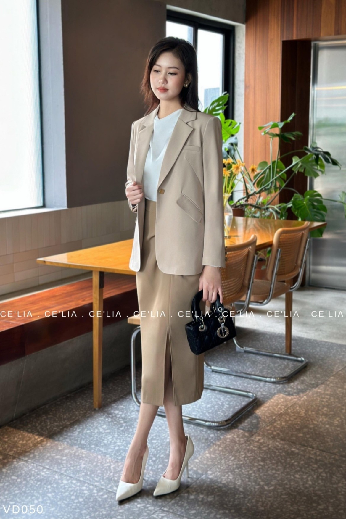 Vest Blazer 1 cúc nắp túi chéo