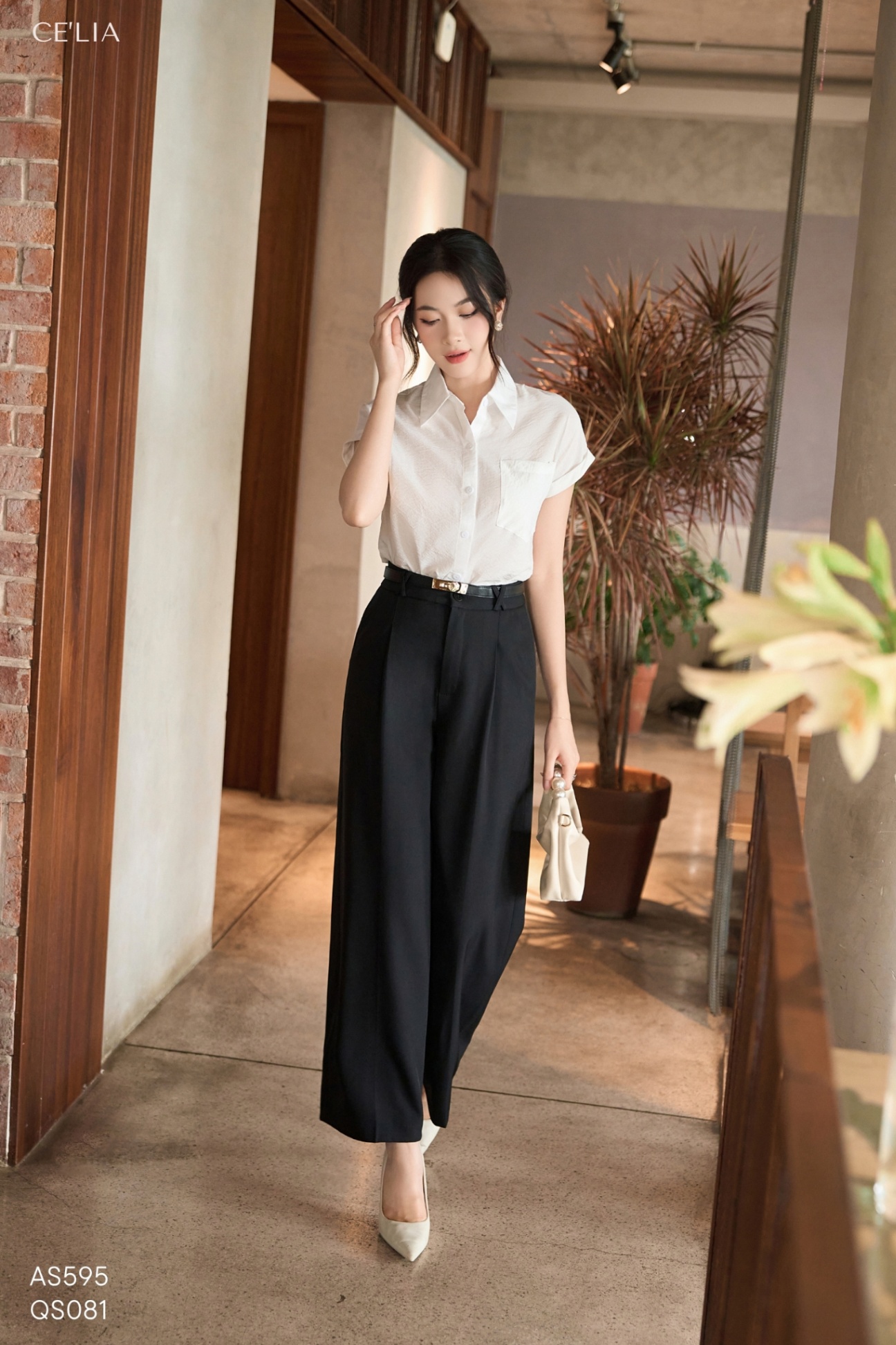 Quần suông kèm đai 2858
