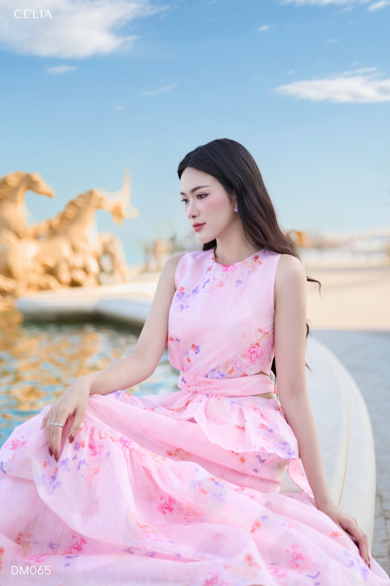 Đầm tơ hoa 3D tầng May