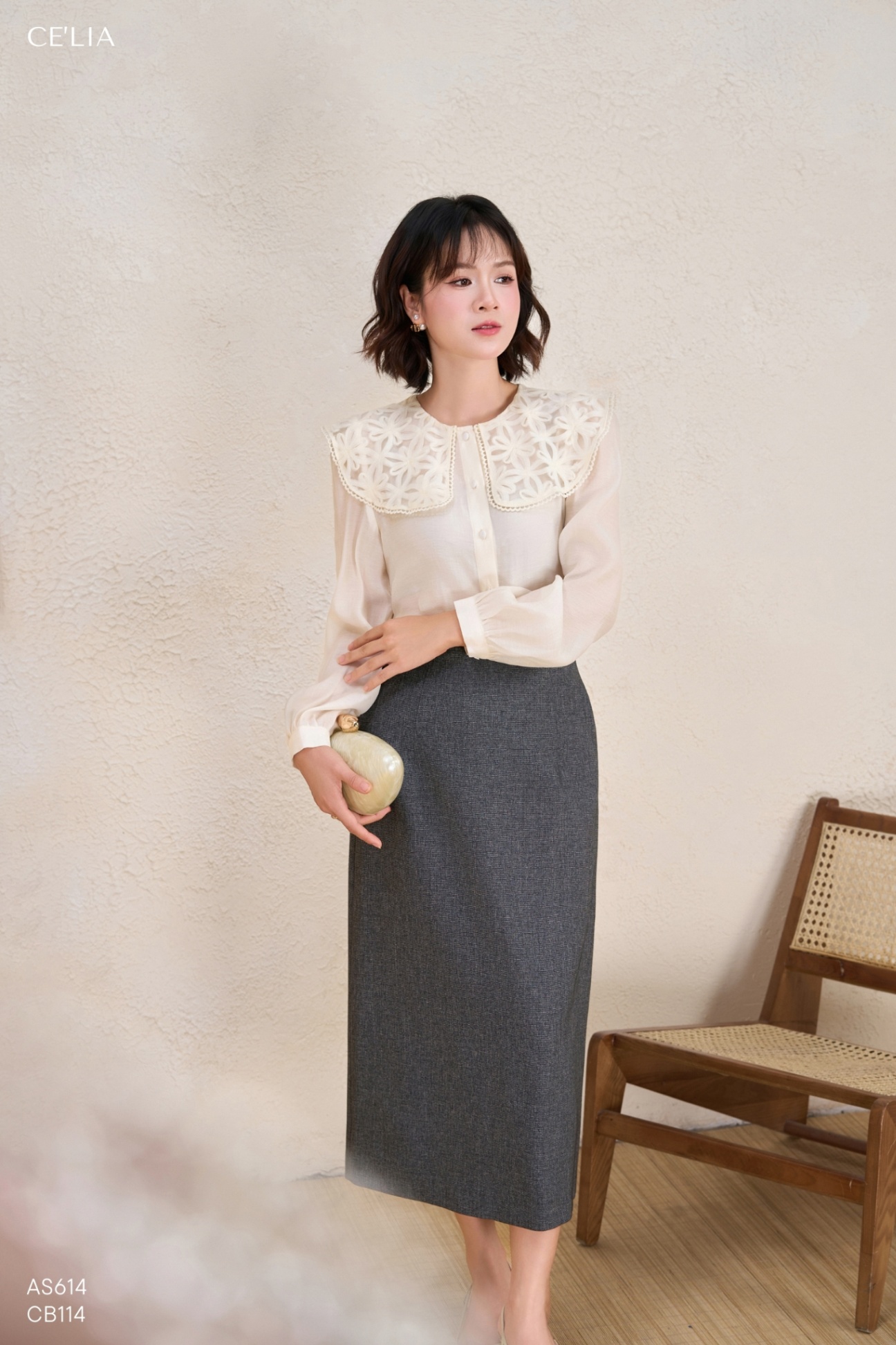Chân váy cạp nhỏ đính pk