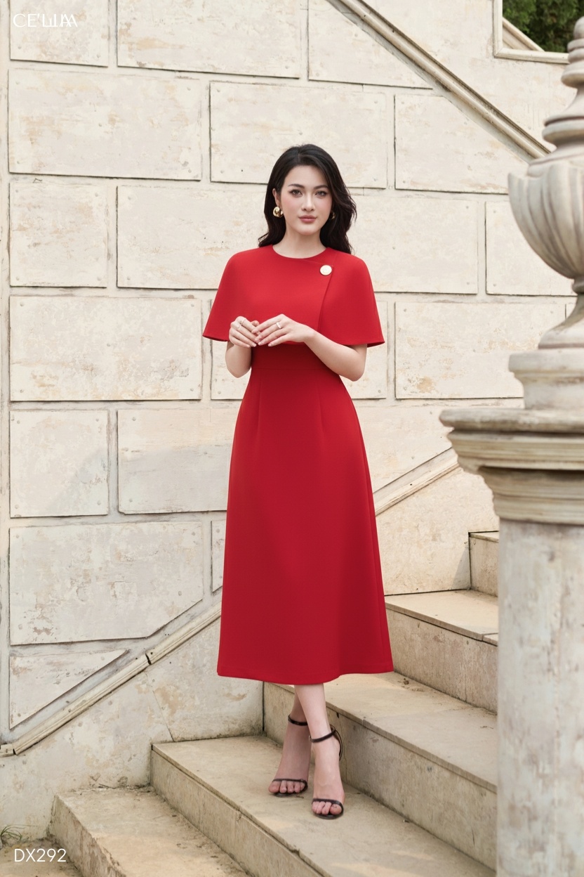 Đầm chờm vai đính PK