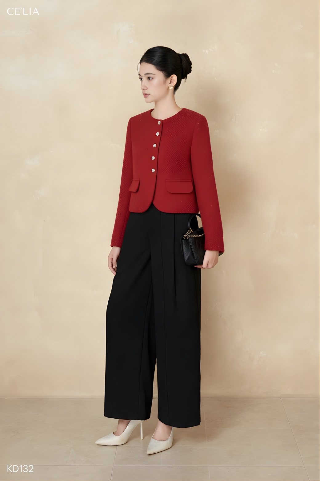 Khoác tweed cúc bạc