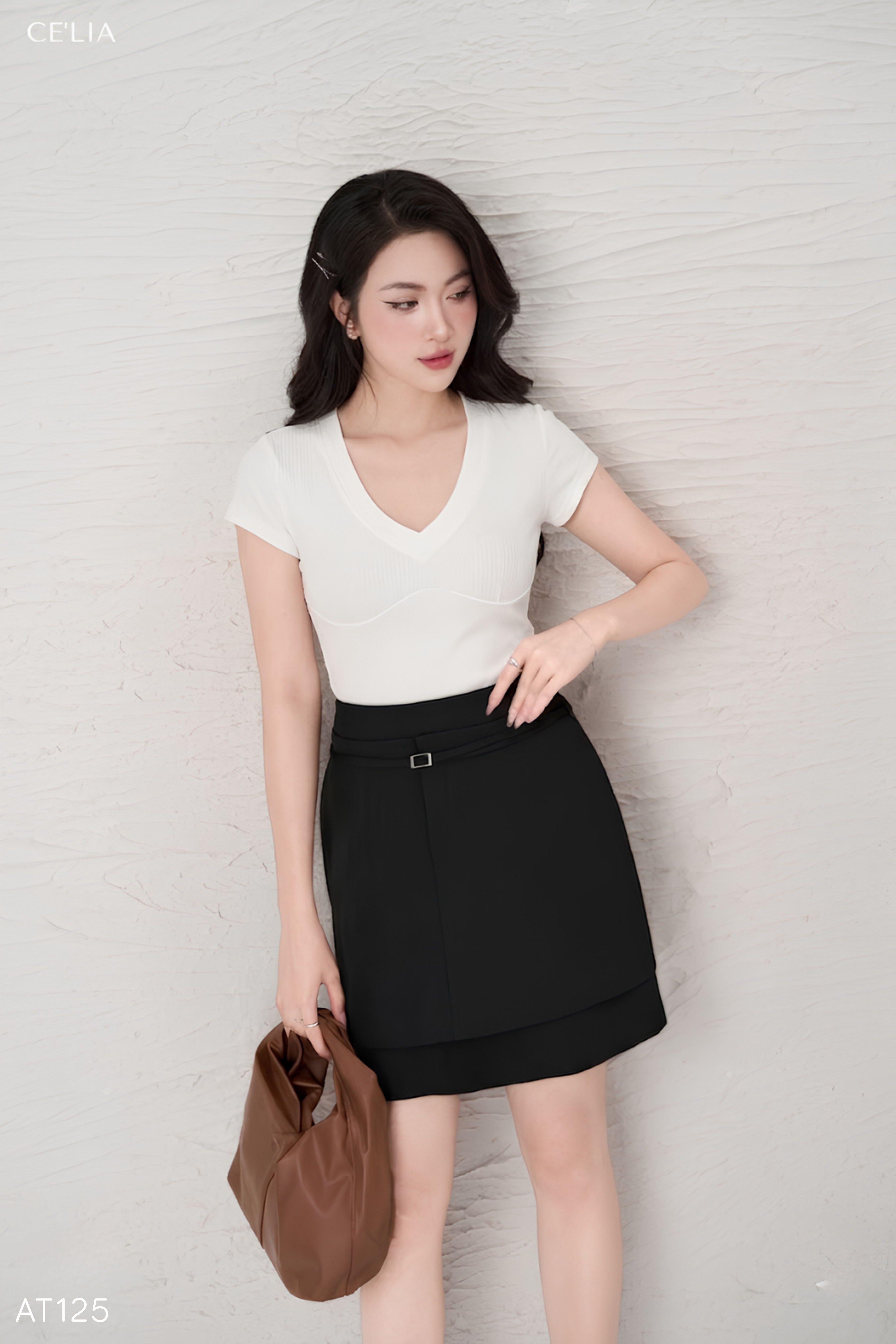 Áo thu cổ tim viền ngực 3190
