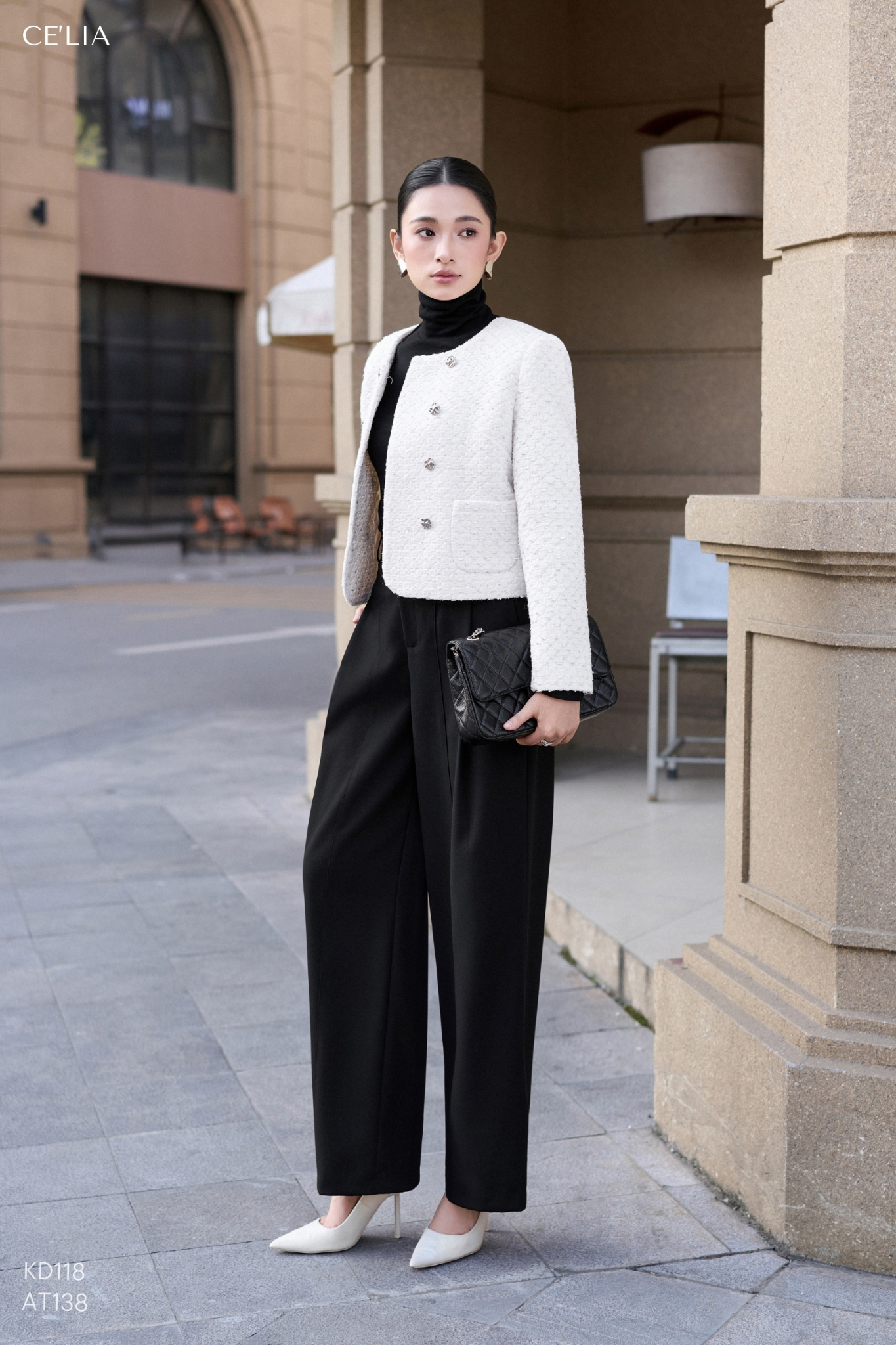Khoác tweed 6 cúc cổ tròn 515